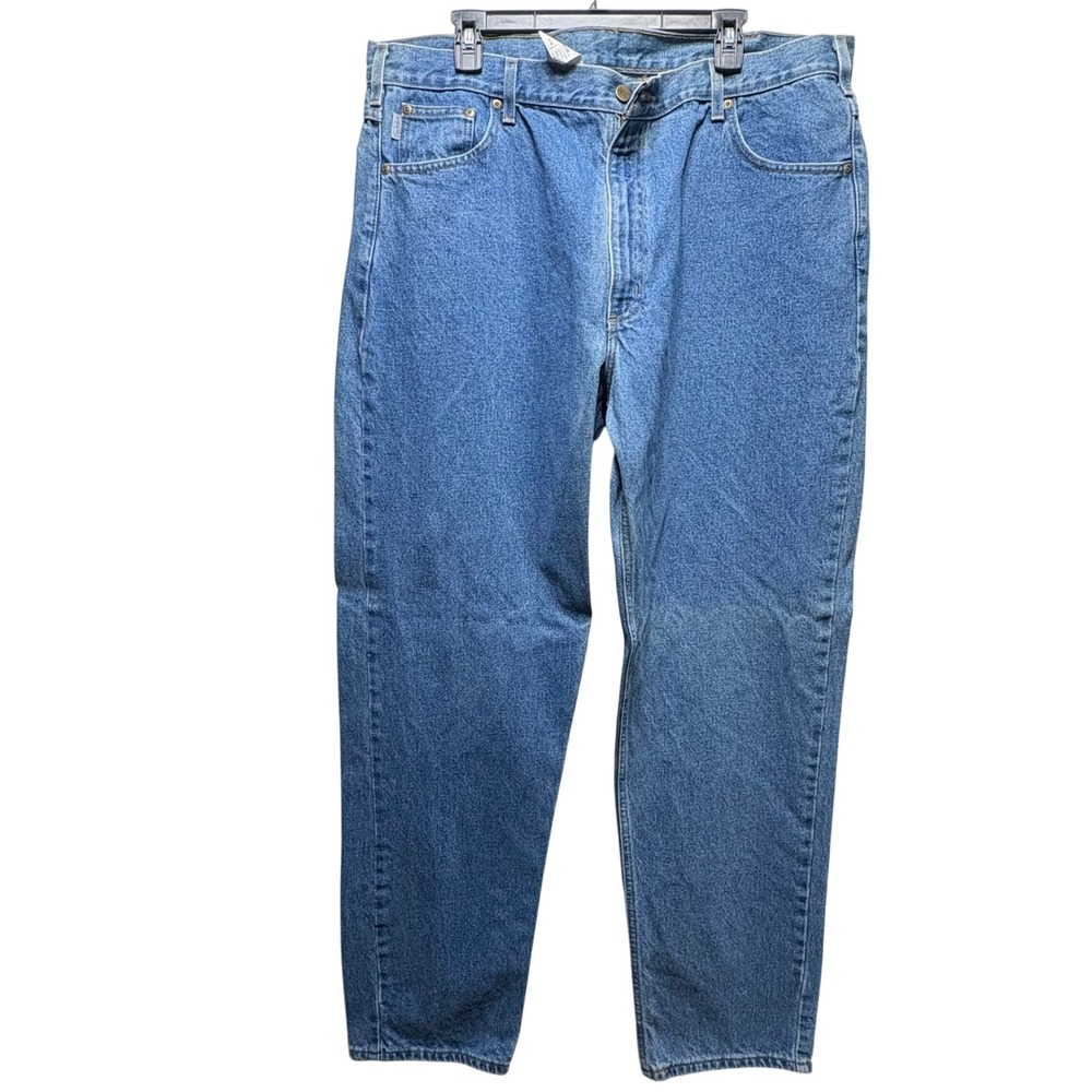 Carhartt B17 STW Relaxed Fit Tapered Leg Jeans Mens 42x34 Stonewash Blue Denim